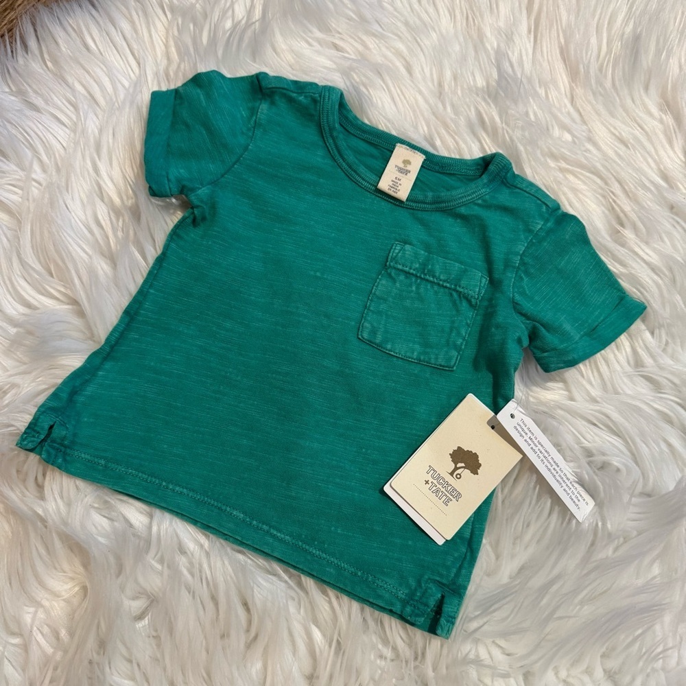 Tucker + Tate Baby Boy Pocket T-Shirt‎ Green Short Sleeve 6M Cotton